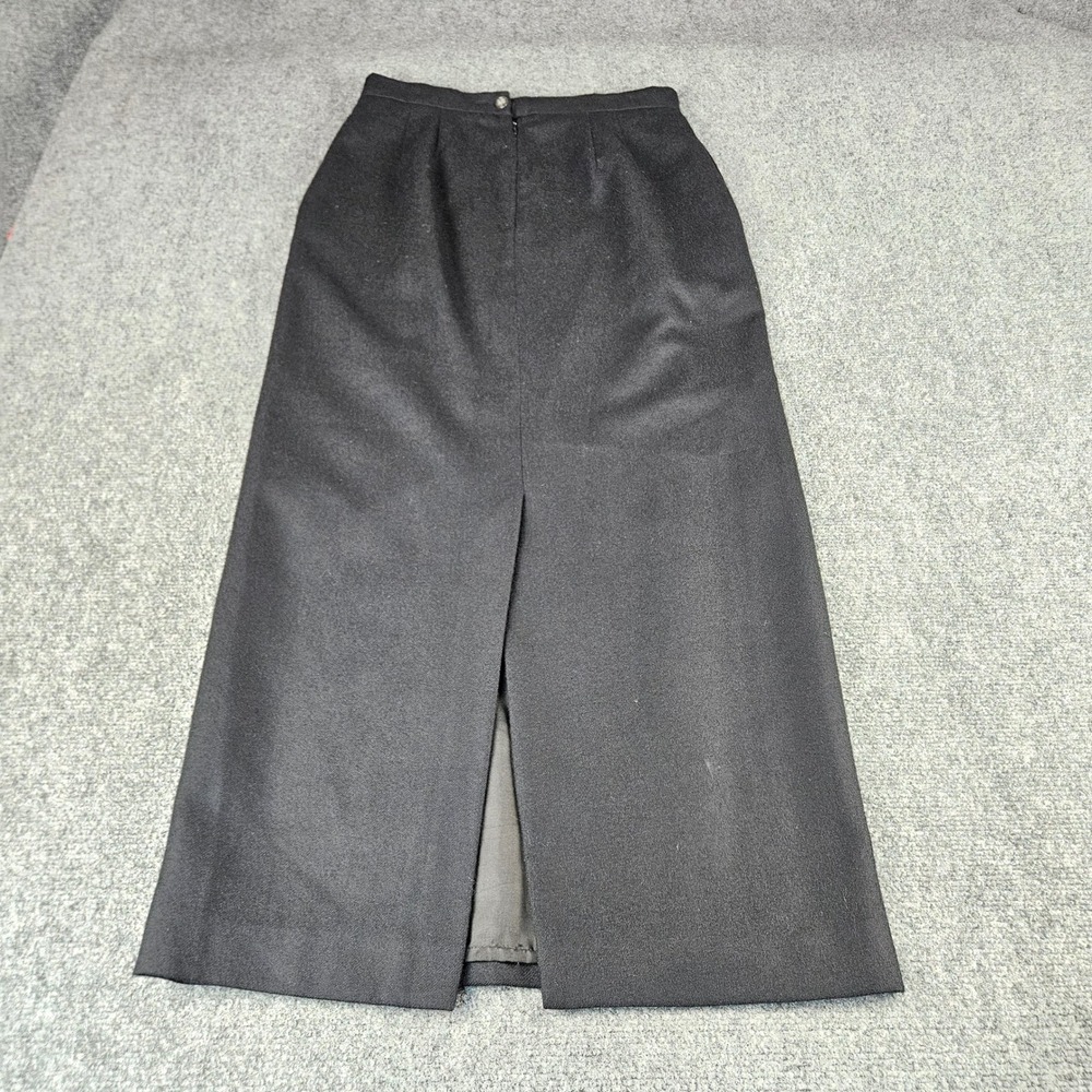 Parisian Signature Black 100% Wool Maxi Skirt High Waist Back‎ Slit Size 8